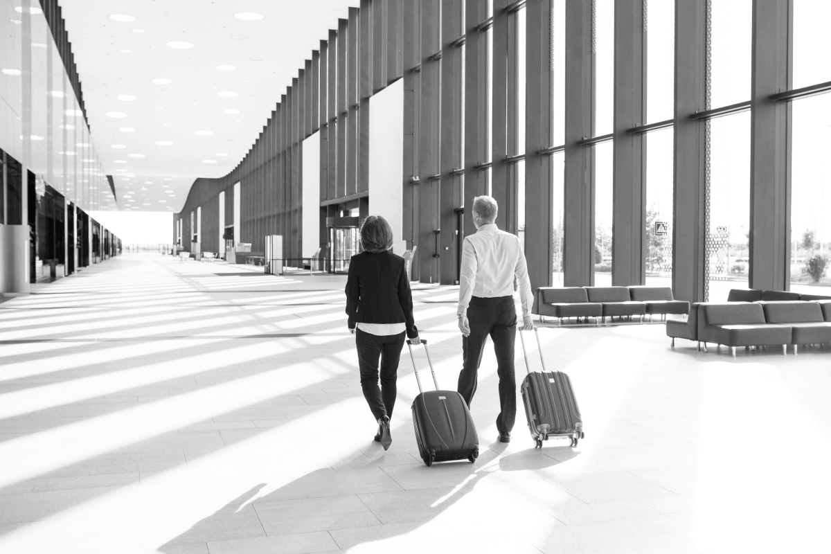 B&W - Man and Woman Travel